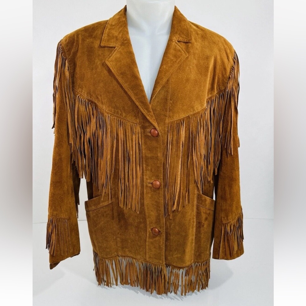 PIONEER Brown Suede Fringe Leather Jacket
